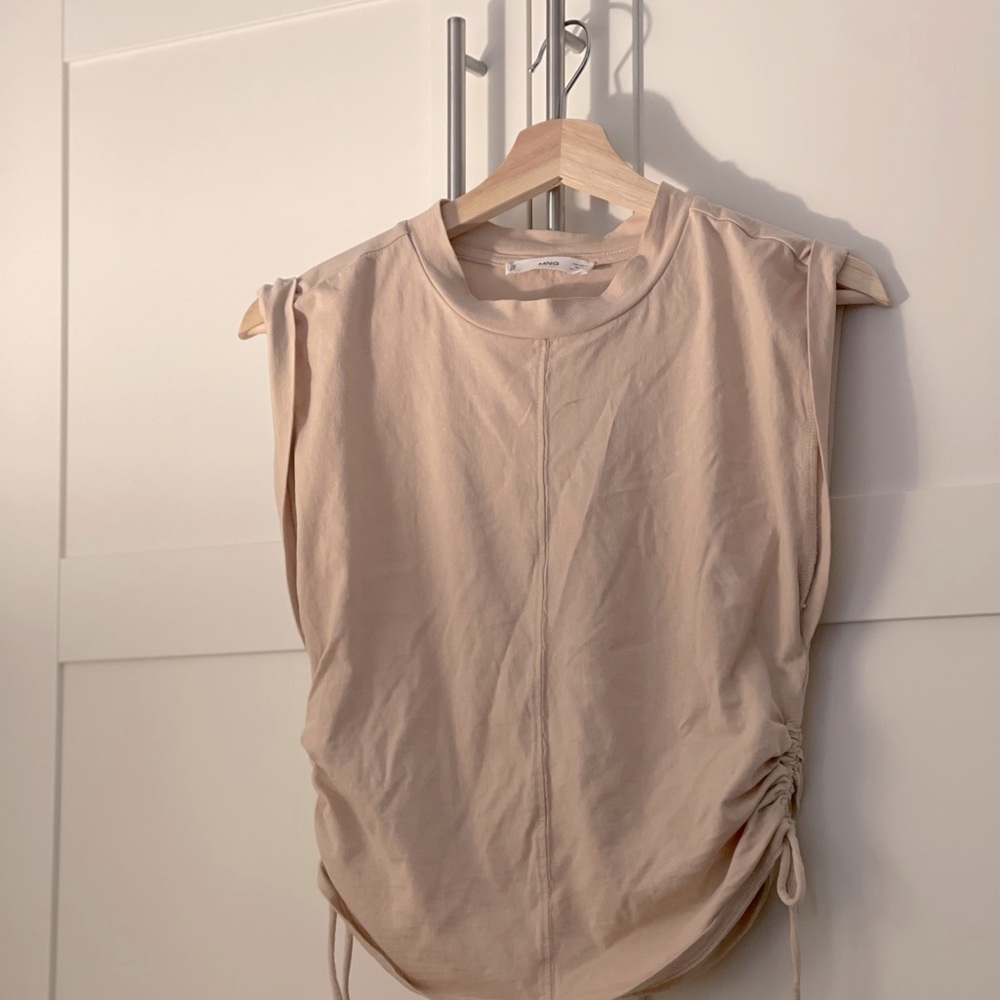 Beige tank with ruched sides